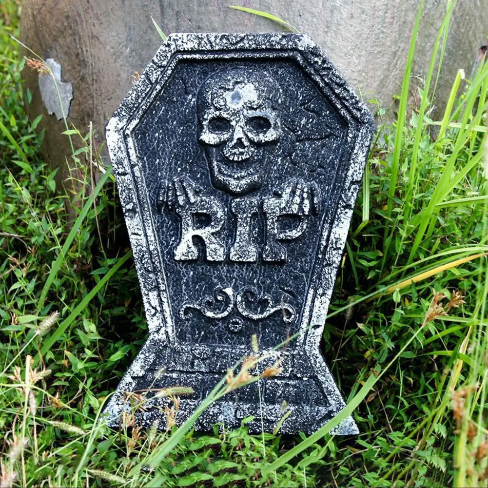 

38x25cm Halloween Foam Tombstone Horror Skeleton Tombstone Haunted House Stone Yard Party Decor Props Halloween Decoration