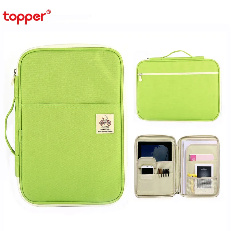 

A4 multifunctional file bag zipper portable iPad bag waterproof oxford cloth large capacity storage bag office supplies new gift