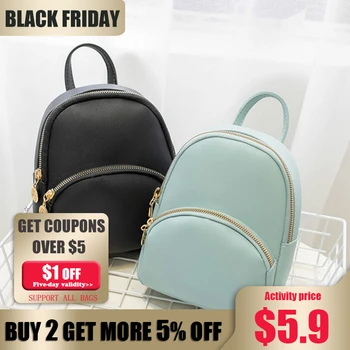 

Backpacks for Women Leather 2020 Fashion Ladies Girls Multi-Function Small Shoulder Bags Mini Cute PU Solid Color Female Bagpack
