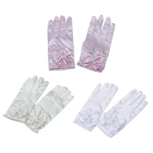 Платье принцессы для девочек; Свадебные Вечерние перчатки с бантом