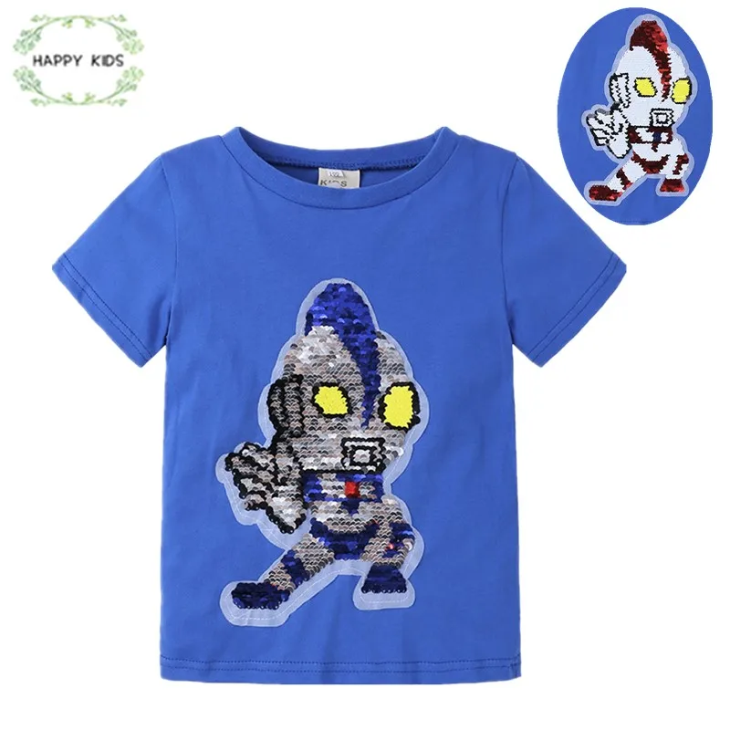 T-Shirts For Boys Baby T Shirt cartoon anime Reversible Sequin T Shirt Switchable Toddler short sleeve Tee With Sequins DSY384