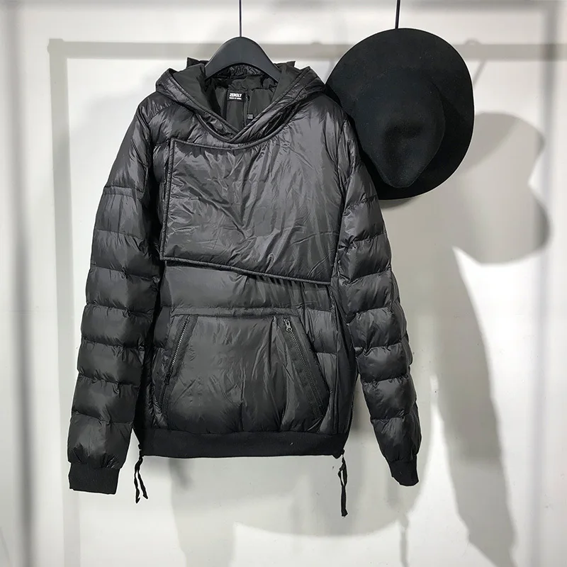 EWQ/Tide зимняя мужская одежда, много карманов, хлопковая куртка, Мужская Уличная Лоскутная куртка, пуловер, пальто 9Y38101 - Цвет: black