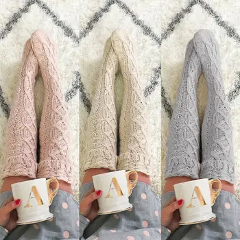 

Winter Sexy Stockings 3 Colors Women Slim Stockings Warm Thigh High Over The Knee Long Cotton Stockings Girls