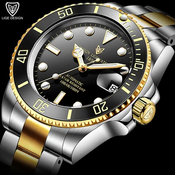 

2020 LIGE Watch Men Automatic Mechanical Clock Fashion Business 316L Steel Wriswatch 100 Waterproof Mens Watches NH35 Movement