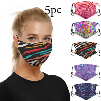 

5PC Cotton Washable Mask Reusable Anti Dust Outdoor Protection Mascarillas 3D Printed Earloop Breathable Masque Mascherine Masks
