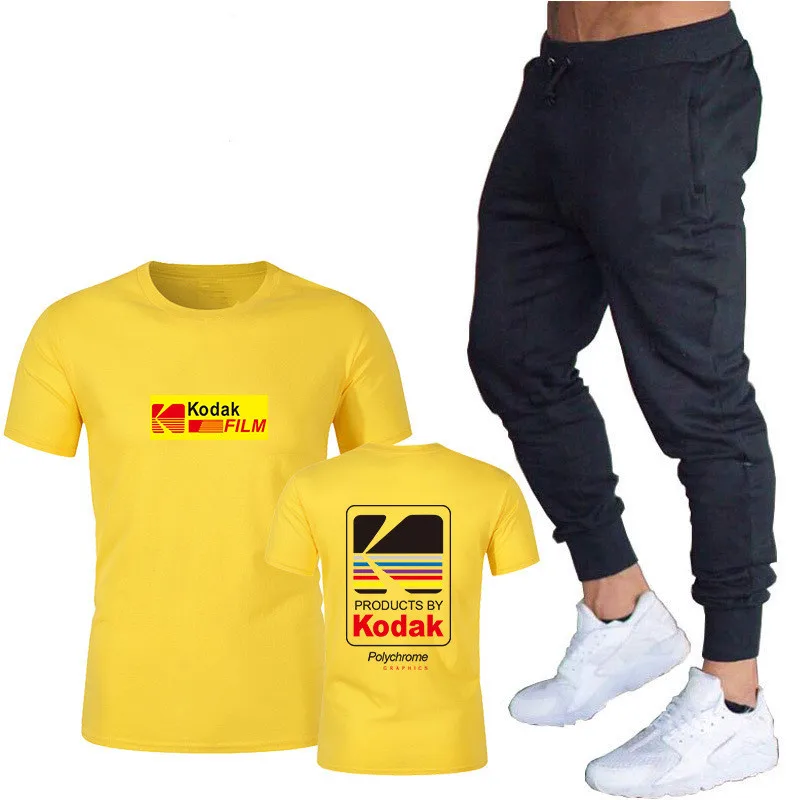 Japanese Hip Hop Tracksuit Sets Mens T-shirts +pants Suit Harajuku kodak Print Tops Dropshipping New 2020 Hot Casual Clothing  (2)