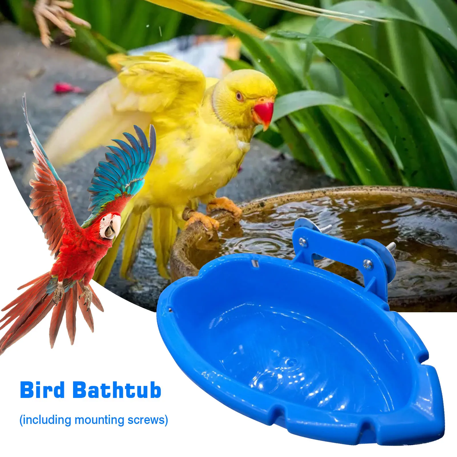 Plastic Bird Water Bath Box Feeder Bathtub Parrot For Parakeet Bird Pet Cage Hanging Bowl Parakeet Birdbath Hanging Accessory