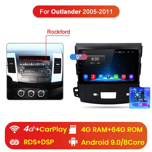 Junsun 2G+ 32G Android 8,1 для Mitsubishi Outlander xl 2 2005-2011 Авто 2 din Радио стерео плеер Bluetooth gps навигация - Цвет: 4G (4GB 64GB) B