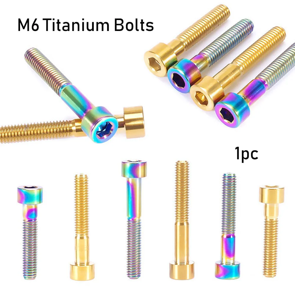 

1PC Bicycle Colorful TC4 M6 Titanium Alloy Bolts Fasten Headset Fixing Stem Top Cap Ti Screws MTB Bikes Fastening Accessories