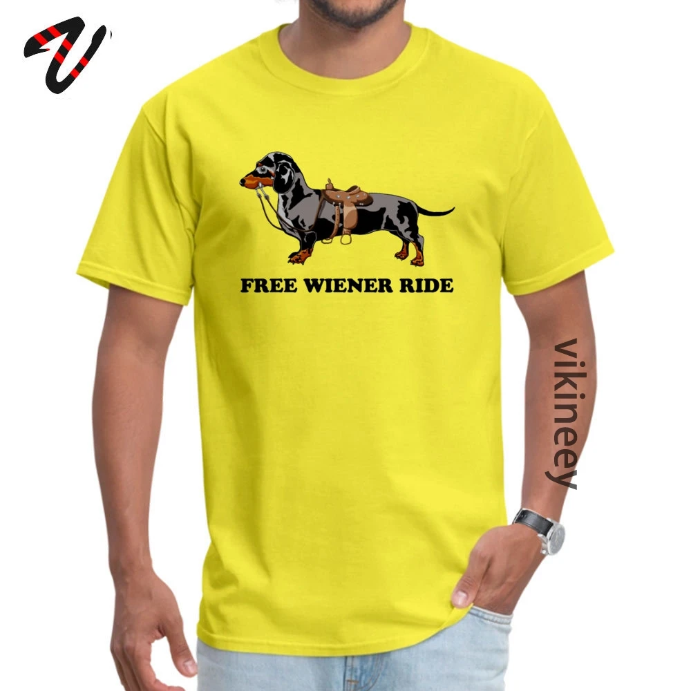 Tees Dachshund ride Tees Summer Brand Funny Short Sleeve Cotton Crew Neck Men&amp;#39;s Tshirts Funny Free Shipping Dachshund ride 2117 yellow