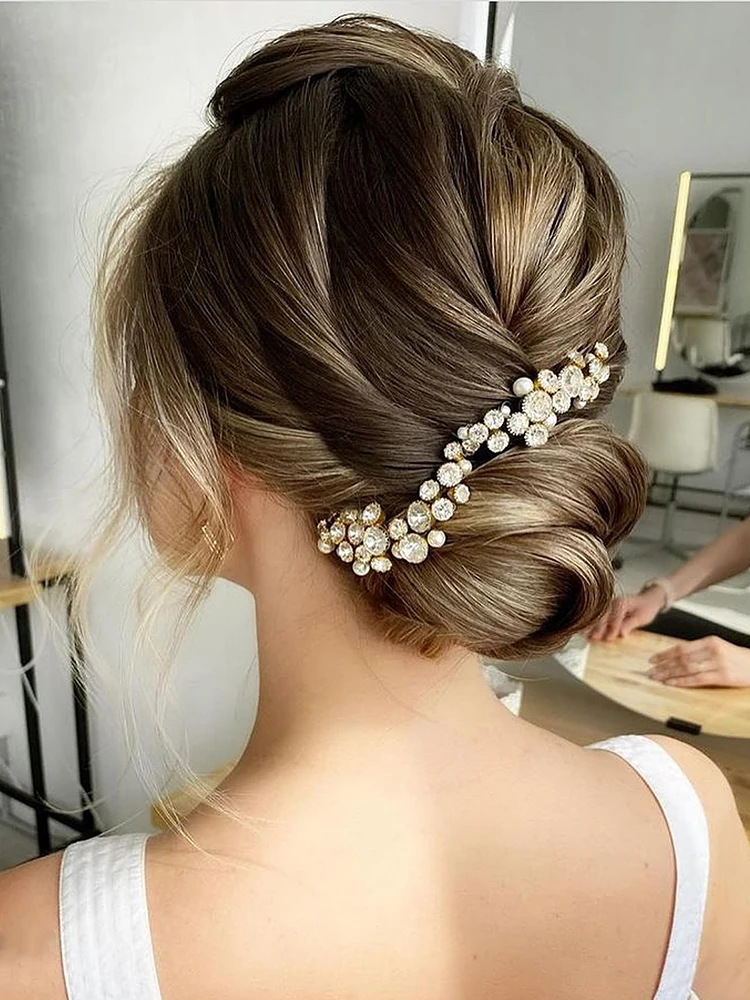 Luxury Rhinestone Bridal Hair Comb 3PCS Wedding Hair Jewelry Set Bride Clips for party Headdress Women Ornaments