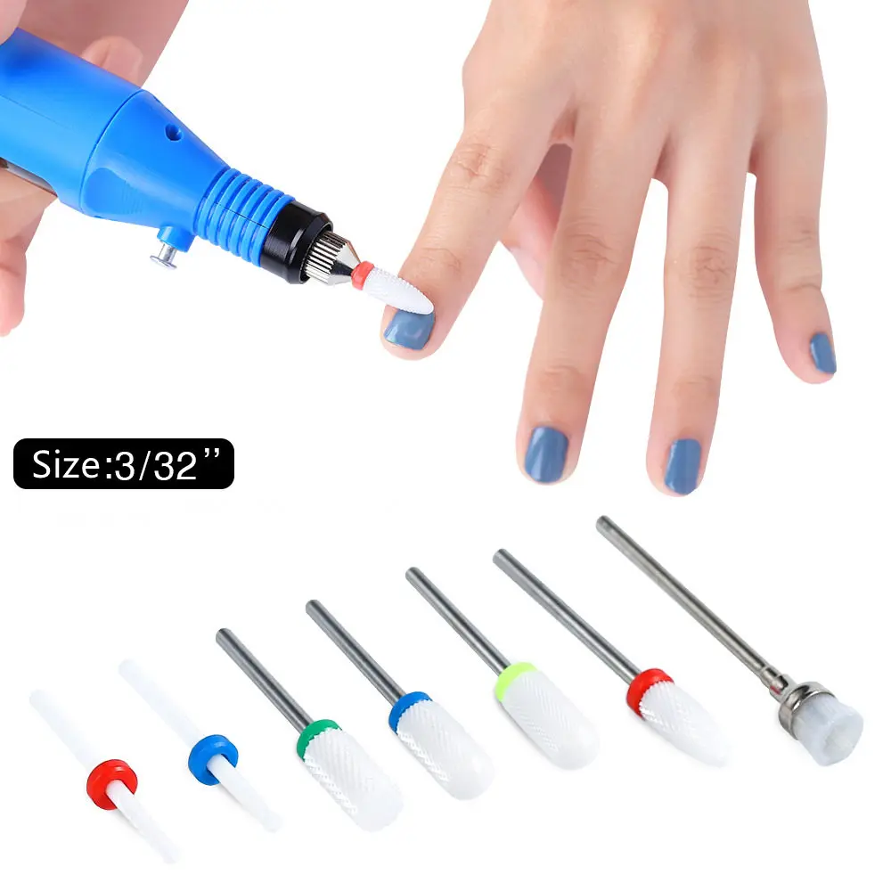 7 шт. набор керамических сверл для ногтей 2,35 мм для маникюрной машины набор керамических сверл для ногтей