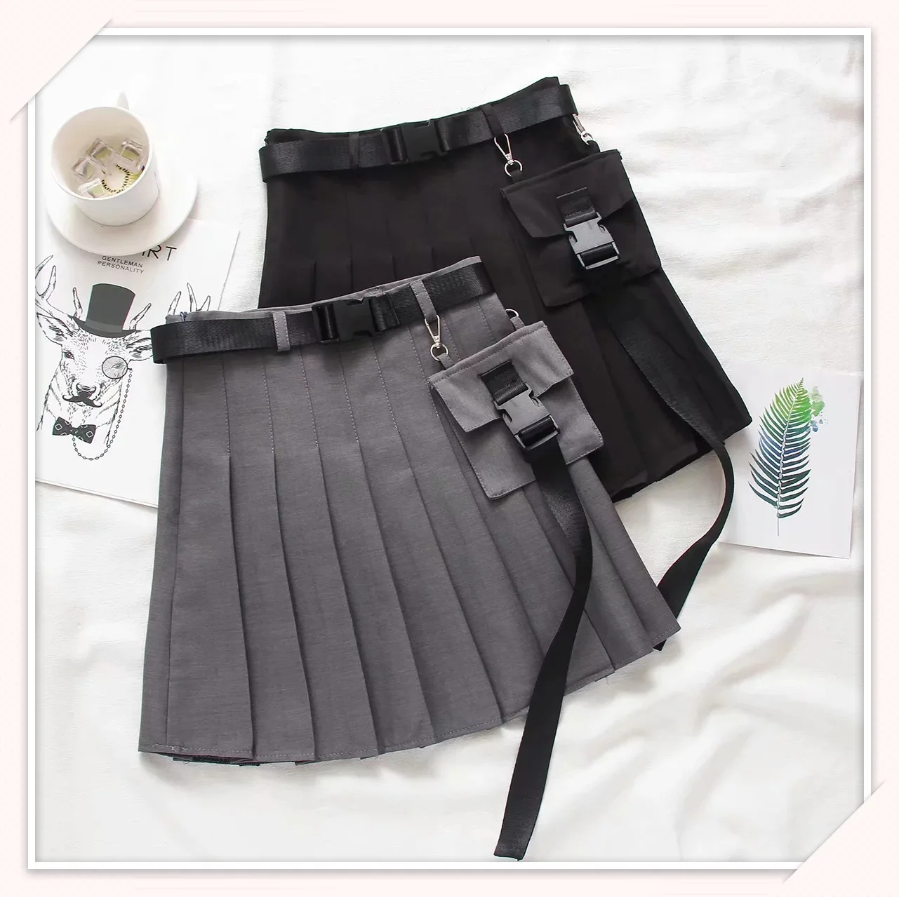 

Japanese Style Korean-style 19 Early Autumn New Style Sweet Elegant Literature And Art Solid Color Belt College Style Casual Ple