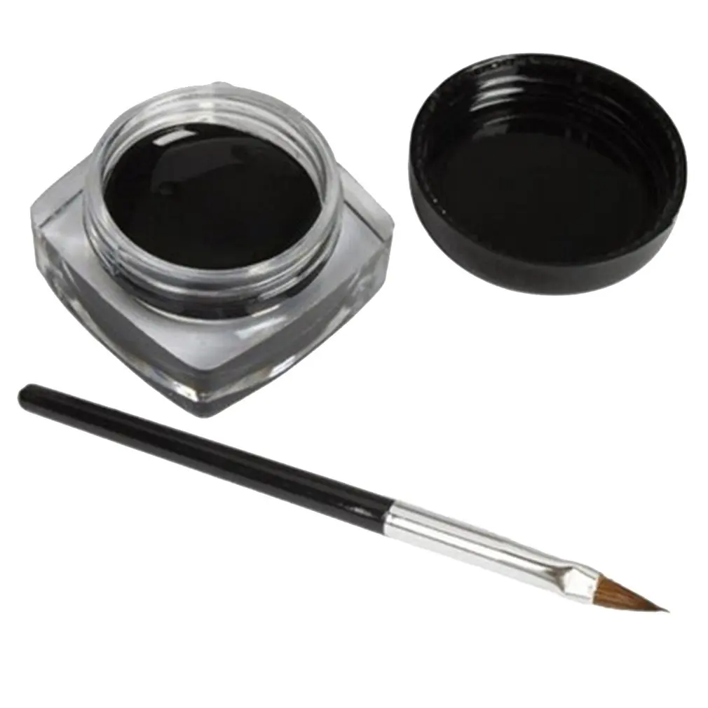 Черный водостойкий крем-подводка для глаз Make Up beauty Comestics стойкая гелевая подводка для глаз инструменты для макияжа теней с кистью