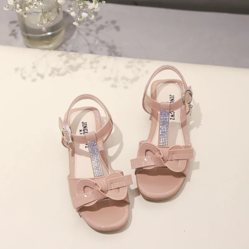 CYSINCOS 2020 New Girls Princess Shoes Spring Summer Children Bow-Knot Sequins Sandals Wild Girl Non-slip Beach Shoes Kid Shoes