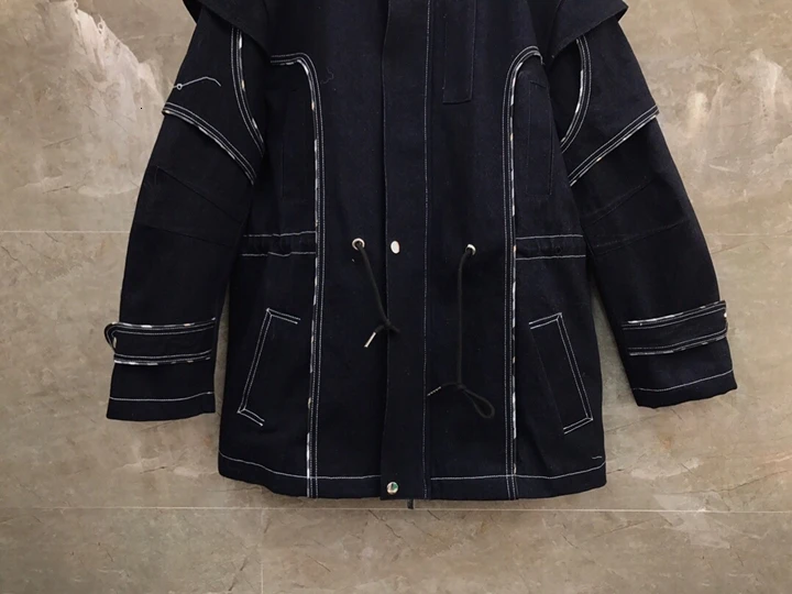 early autumn new female express line side decoration long sleeved robe denim jacket short coat 1001
