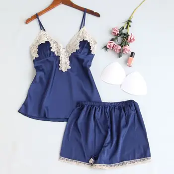 

2020 Women Pajamas Sets With Shorts Sexy Satin Summer Pyjama Nightsuits Sleepwear Thin Pajamas For Women Nightwear