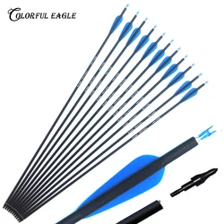 28"/30"/31" Archery Carbon Arrows Hunting Spine 500  for Recurve Compound Bow Longbow Shooting