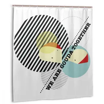 

CHARM HOME We're Gouda Together Cheesy Valentines Plastic Shower Curtain 66x72 In Customized Bathroom Waterproof Polyester
