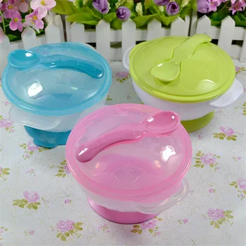

1 Set Baby Temperature Sensing Spoon and Fork Set Kid Suction Cup Bowl Slip-resistant Tableware for Toddlers 2020