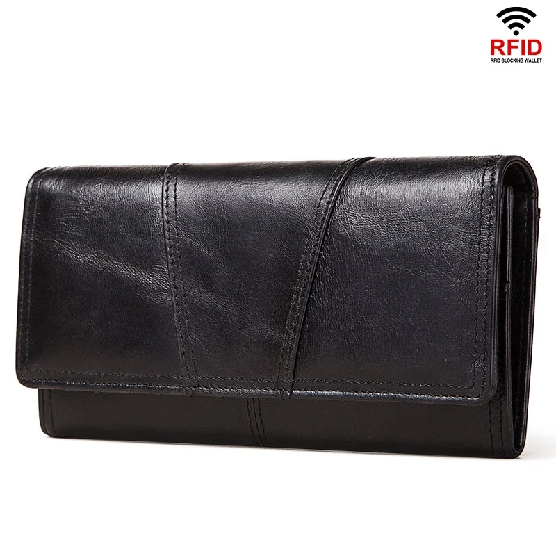Women's Long Wallets Genuine Leather Two Fold Fashion Ladies Clutch Purse Mobile Phone Card Holder Coin Pocket Carteira Feminina | Багаж и