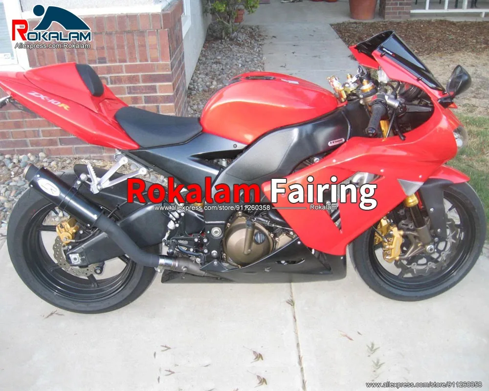 

Body Set For Kawasaki ZX10R Ninja 2004 2005 ZX-10R 04 05 Black Red Motorcycle Fairing (Injection Molding)