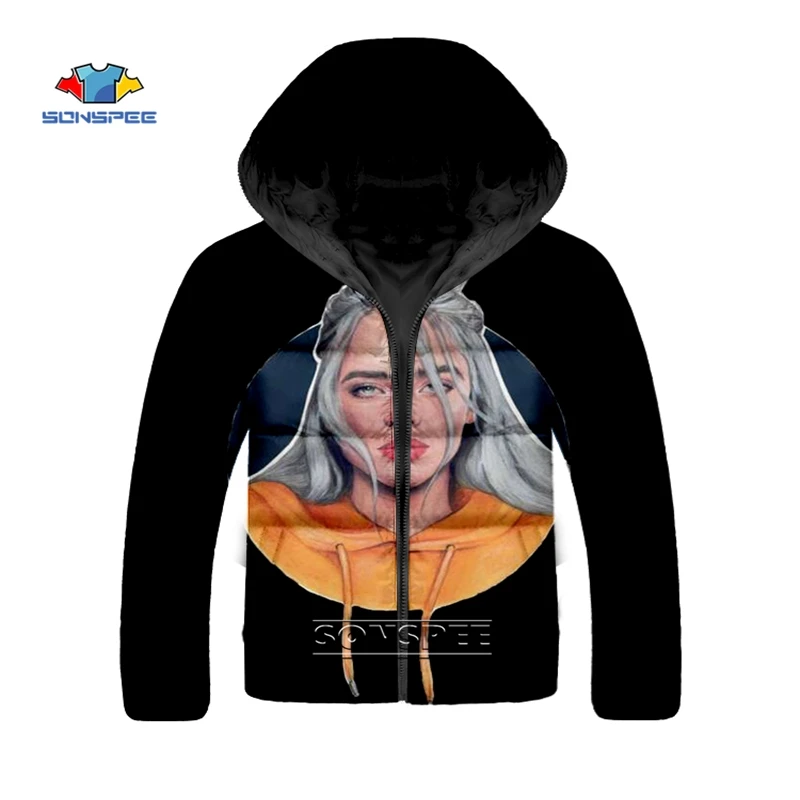 9 SONSPEE Billie Eilish зимняя куртка для женщин и мужчин 3D принт размера плюс кэжуал длинный рукав Уличная Толстовка Camiseta Mujer одежда C3 - Цвет: 9
