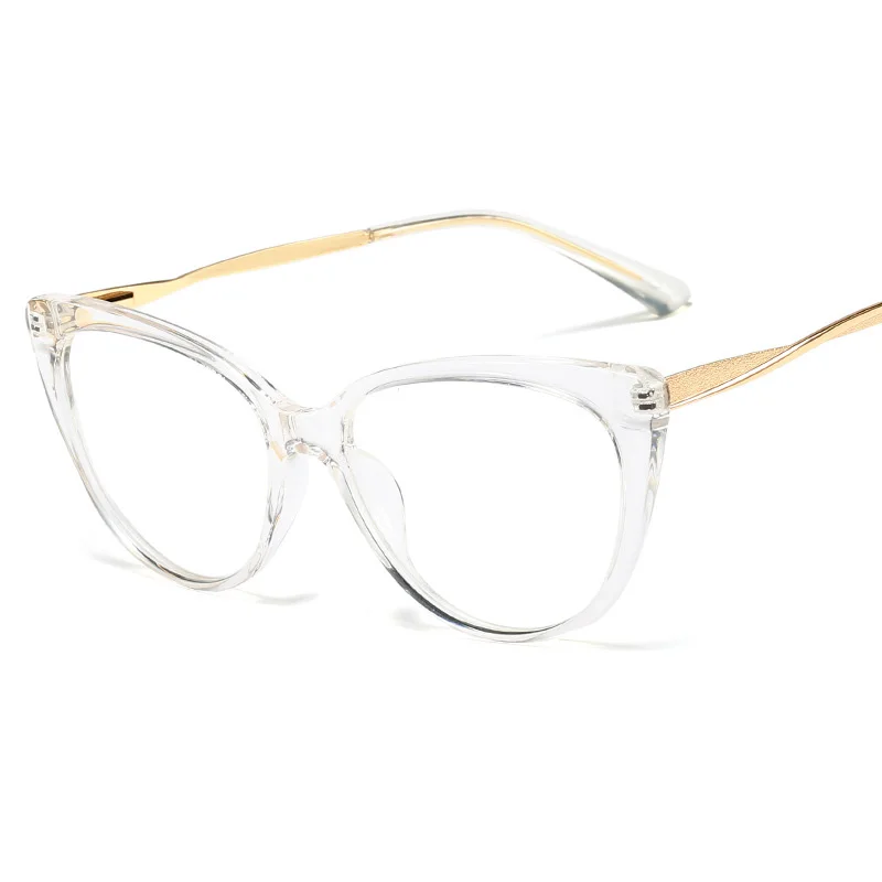 Fashion Flat Mirror Optical Glasses Female Metal Luxury Brand Designer Spectacles Transparent Cat Eye Glasses Frame Male Myopia - Цвет оправы: 4