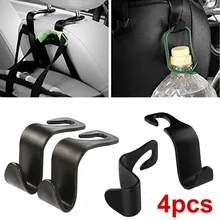 

4pcs Car Back Seat Bag Handbag Hooks Plastic Headrest Hanger Storage Groceries Car Seat Hook 11cm X 3.5cm X 0.4cm