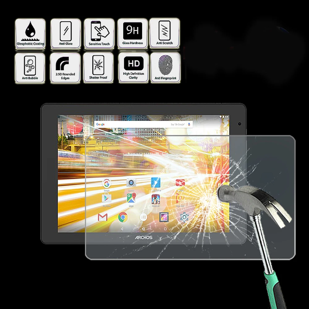 

Tablet Tempered Glass Screen Protector Cover for ARCHOS 101d Neon - Anti Fingerprint Screen Film Protector Guard Cover