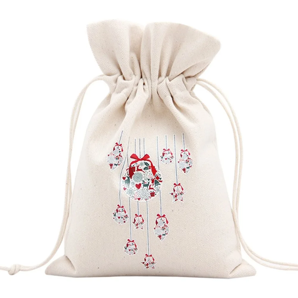 16x23.5cm Christmas Sacks Candy Bags Canvas Santa Sacks Xmas Gift Stocking Bag Christmas New Year Decorations For Home