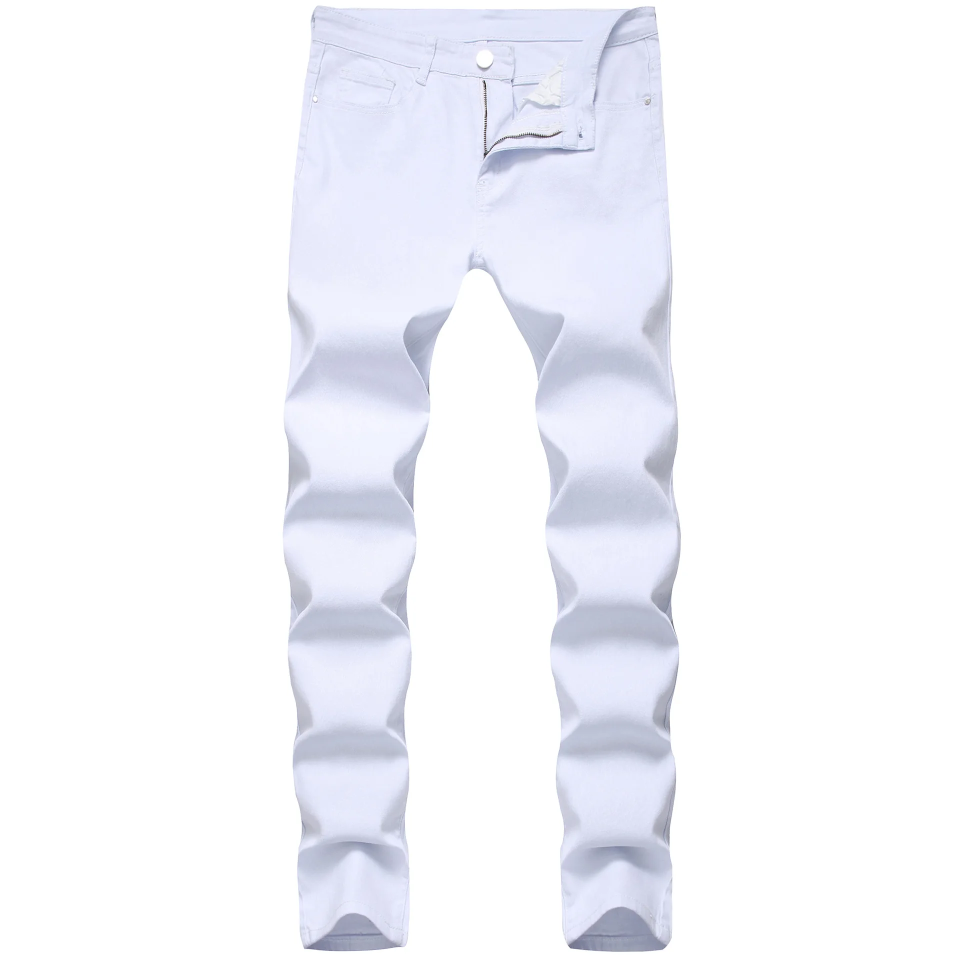 Men's White Slim Fit Jeans Hot Fashion Stretch Casual Skinny Jeans Men Pencil Pants Cotton Denim Trousers Male 28-40
