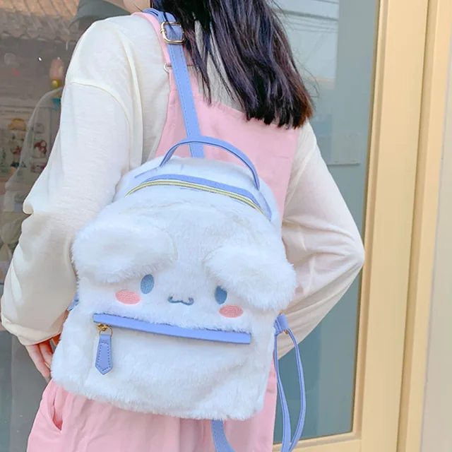 New Kawaii Sanrioed My Melody Cinnamoroll Cartoon Plush Bag Anime Soft Stuffed Animals Plushie Backpack Girls Doll Toys Gifts 3