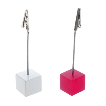 

2 Pcs Memo Halter Card Holder Memo Clip Photo Picture Holder with Alligator Clip, Pink & White