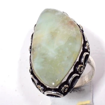 

Genuine Agate Ring Silver Overlay over Copper, Hand Made Women Jewelry gift , USA Size : 9.75