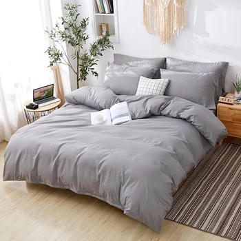 

4 Pieces Of Simple Solid Soft Bedding Set Quilt Bed Cover Sheet Pillowcase Bed Sheet Set Home Accessories