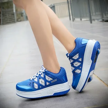 

EUR 30-42 Red Children Junior Roller Skate Shoes Kids Sneakers With Two Boys Girls Wheels Shoes Adult Casual boys Shoes