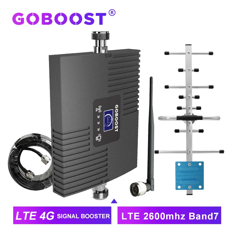 GOBOOST 2600 mh 4G Internet Amplifier LTE Cellular Amplifier 4G Signal Booster Mobile Phone Repeater 4G Band 7 Full band Antenna