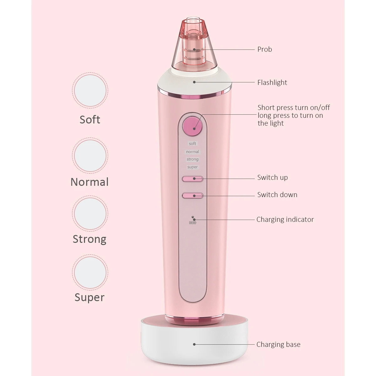 Makeup Remover Vacuum Blackhead Acne Meter USB Charging Smart Memory Electric Skin Cleaner Shrink Pore Tool with LED Light