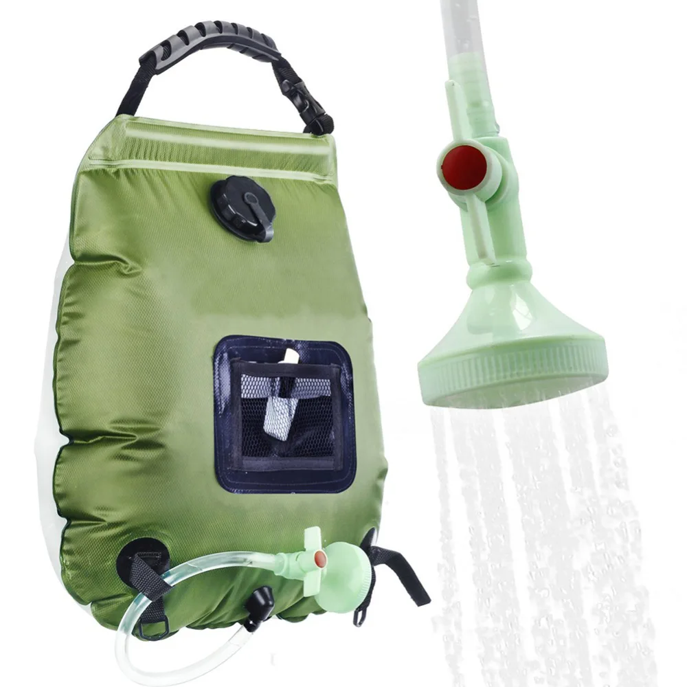 

20L Outdoor Camping Hose Shower Head Bag Waterproof Bag with Thermometer Convenient Foldable Solar Heating Water Storage Bag