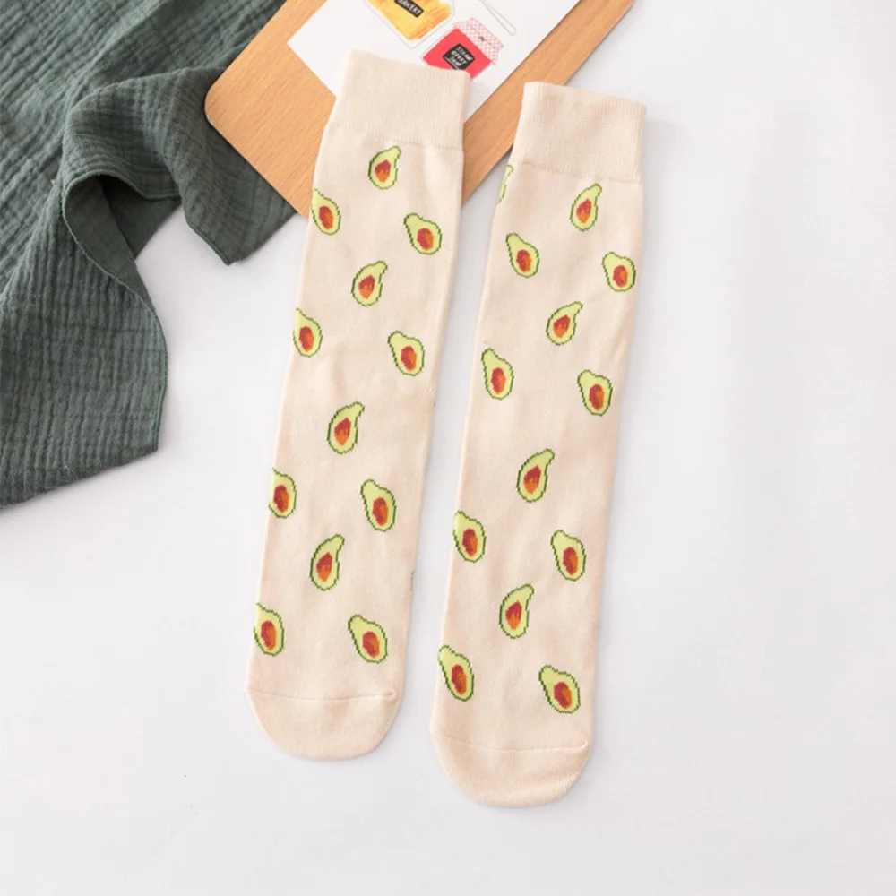 1 пара женских носков с забавными милыми мультяшными фруктами, бананами, авокадо, лимоном, яйцом, японским Харадзюку, гольфы для скейтборда, мягкие зимние носки - Цвет: Type 2