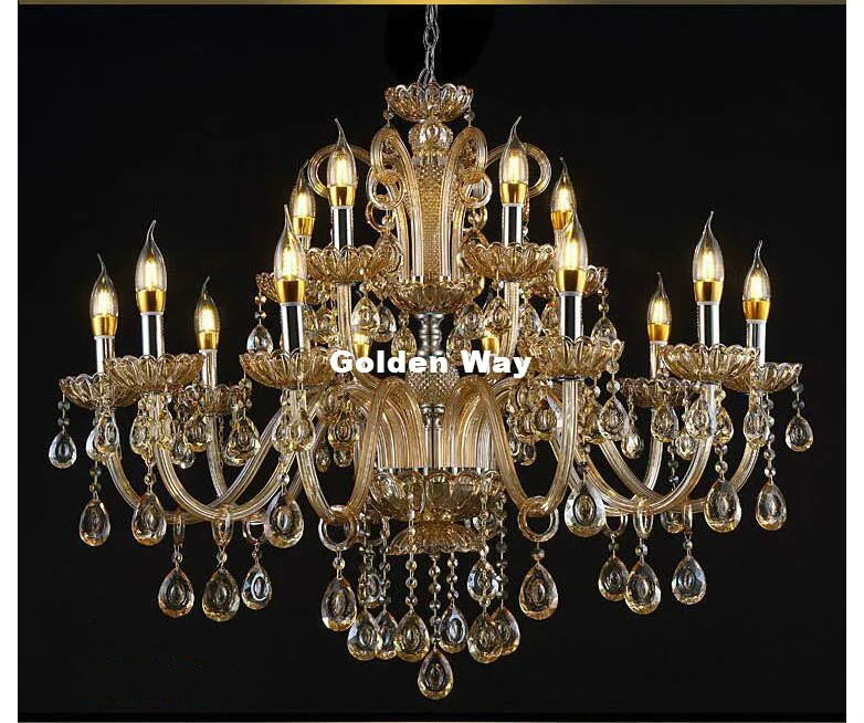 Description Picture 4 of itemChampagne Crystal Chandelier lustres de cristal Decoration Living Room Chandeliers Home Lights Modern Decora Chandelier Crystal