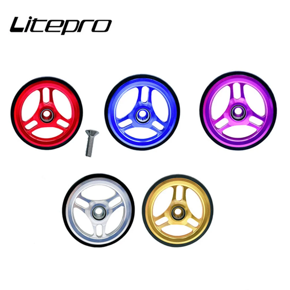 Per Brompton Bike Easywheel Cuscinetto Cavo Easywheel 6Mm Ruota Di Spinta In Lega Di Alluminio Per 3Sixty Bicicletta Pieghevole