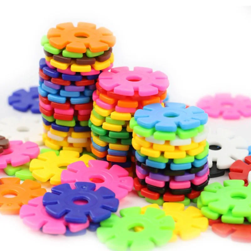 100pcs-lot-Plastic-Snowflake-Interconnecting-Blocks-Building-Construction-Toys-Children-3D-Puzzle-Kindergarten-Baby-Game-Toy
