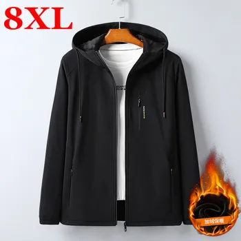 

2020 new plus size 8XL winter Jacket Men Outwear Windbreaker Hooded Jacket Mens Sportswear Coat Outwear Coats Thin velvet