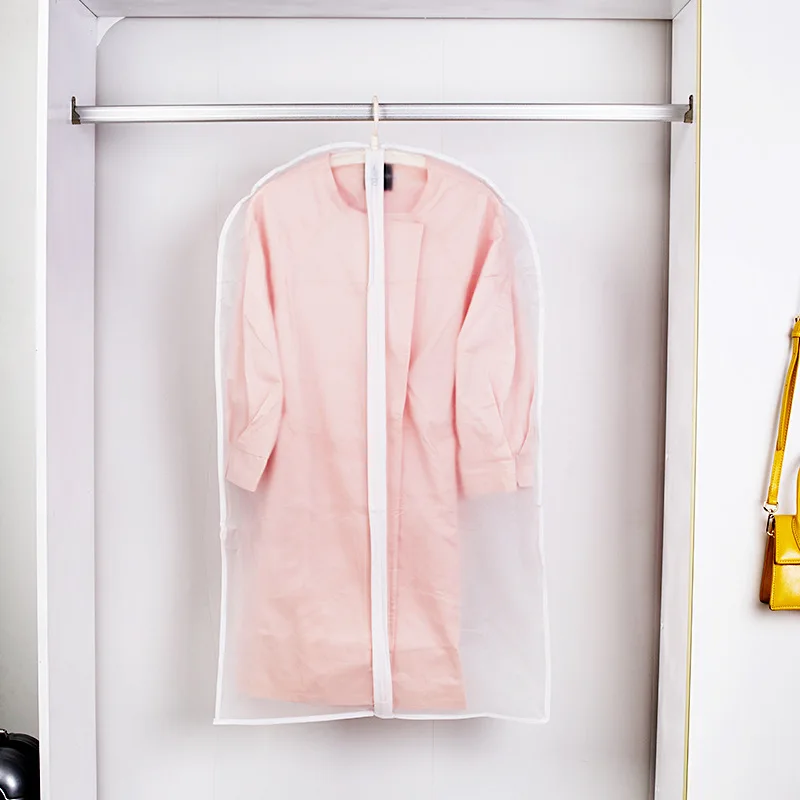 PEVA чехол для одежды костюм подвесная сумка для хранения вещей сумка для одежды платье одежда пылезащитный чехол для шкафа подвесной органайзер протектор - Цвет: with zipper
