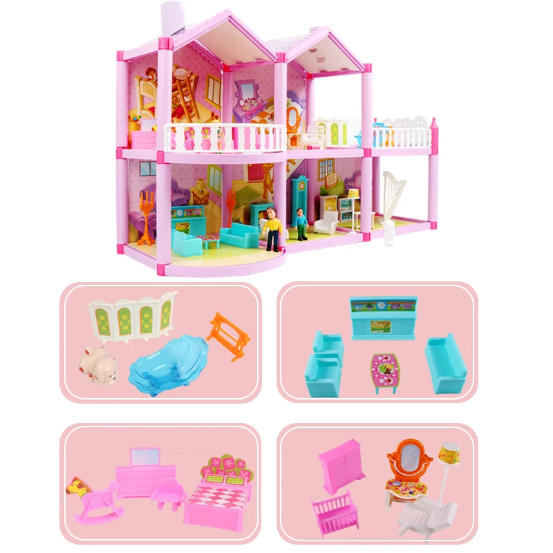 Brinquedos casa de boneca com música led luz em miniatura móveis acessórios  da boneca castelo musical dollhouse modelo de brinquedo para meninas  presente - AliExpress