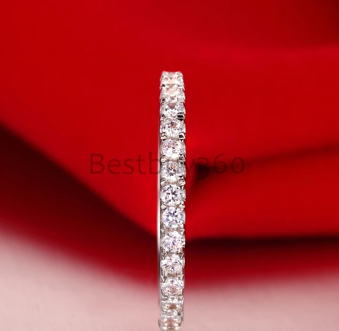 Чистое серебро 0.72CT Sona искусственный бриллиант Бесконечность Серебряные Свадебные S925 Кольца Набор Три цвета тон обручальные кольца(BB
