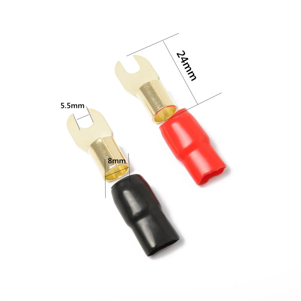 10 Pairs 4 AWG Car Electronics Fork Terminals Connectors Brass Contact