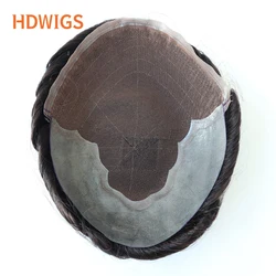 Man Toupee Lace PU Human Hair Wig Indian Remy Hair System Straight 30mm Wave Men's Capillary Prothesis Natural Color Hairpiece